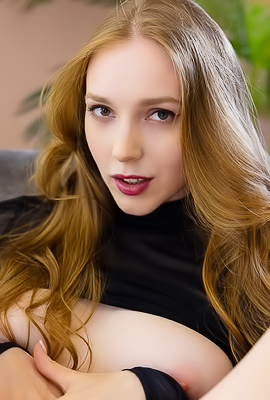 Vicki Wade Strips Seductively Revealing Her Bare Pussy Under Sheer Bodysuit