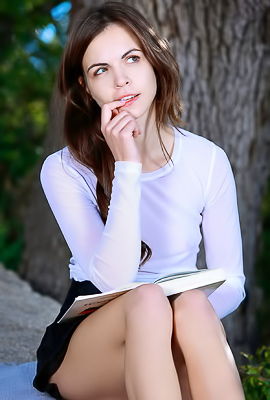 Sirena Milano Delights With Seductive Outdoor Spread Posing In Sheer Blouse