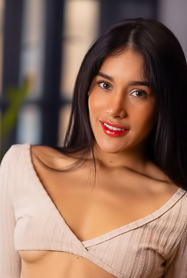 Carolina Guerrero Teases In Crop Top And Miniskirt With Playful Striptease Across Kitchen Breakfast Bar